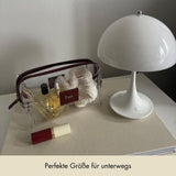 Cosmetic bag grained leather | dark red & gold - Pre-Order