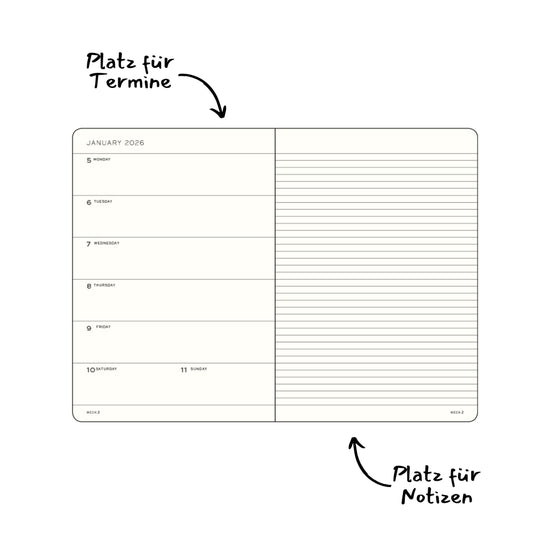 Wochenkalender 2026 A5 Hardcover | Marine