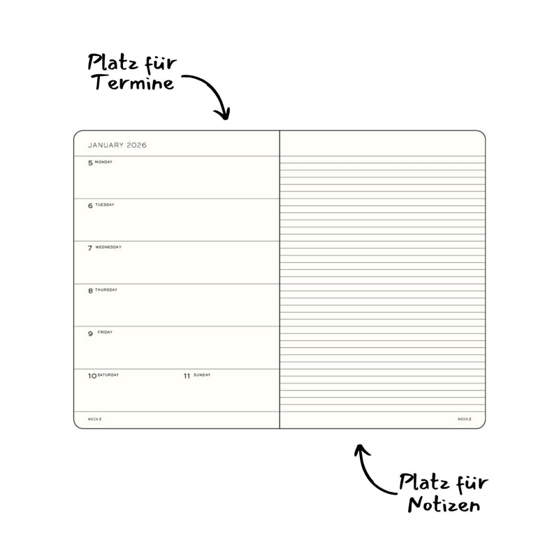 Wochenkalender 2026 A5 Hardcover | Marine