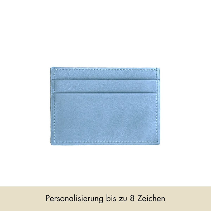 Kartenhalter Glattleder | Hellblau - Limited Edition - Hellblaues Kartenetui personalisierbar in Leder | MERSOR