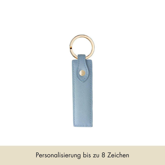 Schlüsselanhänger Classic Glattleder | Eisblau & Gold
