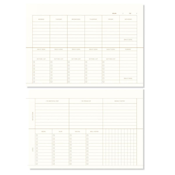 Wochen Planner von A-Journal in beigen Leinen | MERSOR