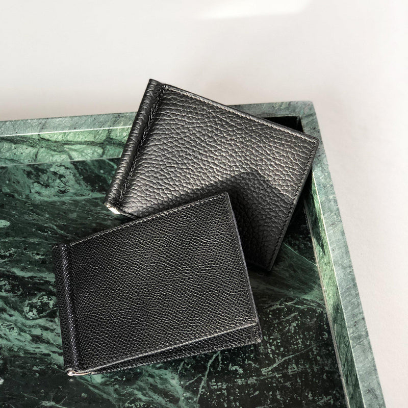 Gedlbörse mit Geldscheinklammer genarbtes Leder - schwarz| MERSOR