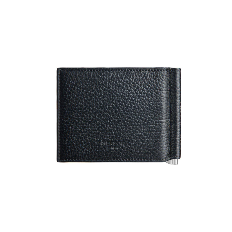 Geldbörse schwarz für Herren mit Initialen und Geldscheinklammer - schwarz | MERSOR